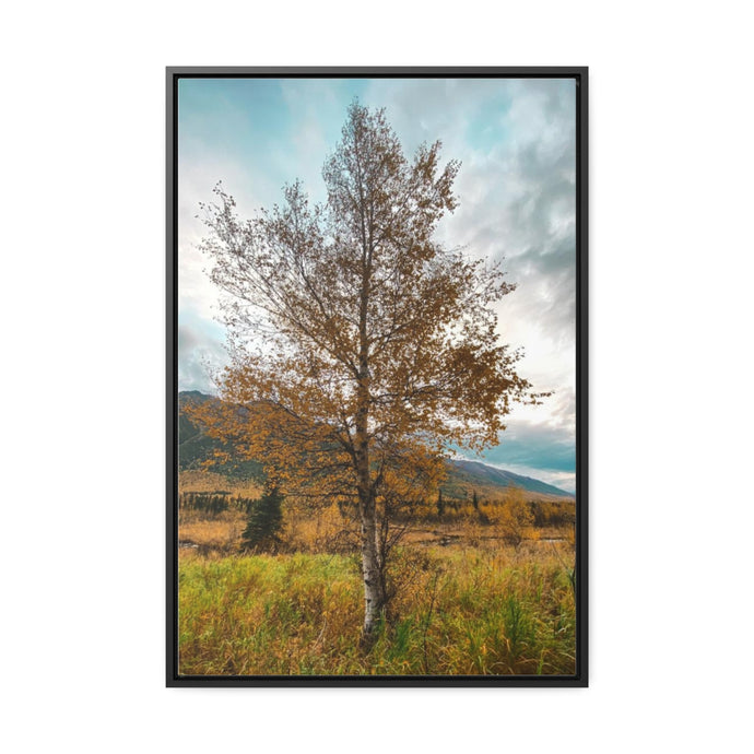 Mountain-view Autumn Tree – Gallery Canvas Wraps, Vertical Frame